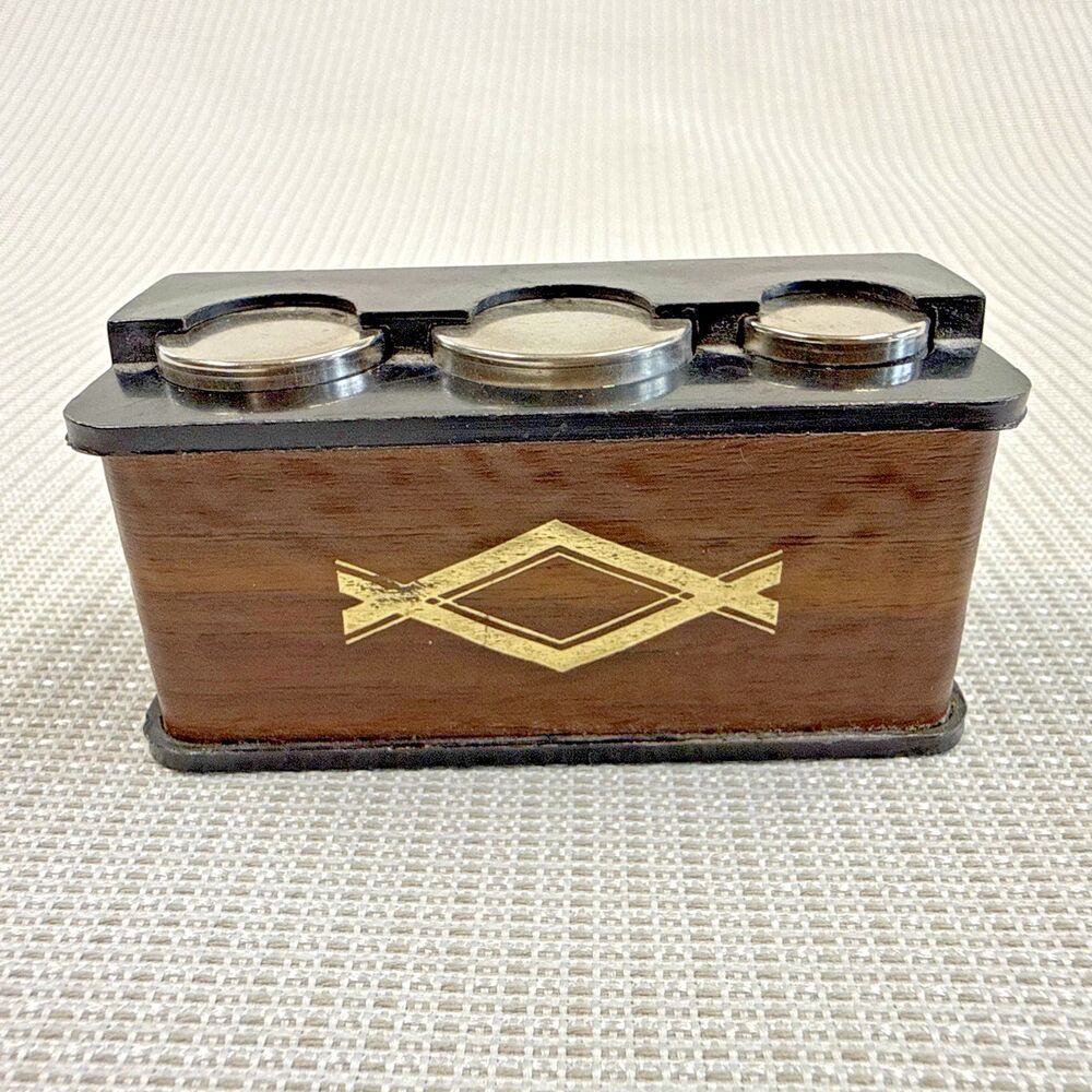 Vintage Tabletop Springboard Coin Changer/Dispenser Decorative Faux Wood Grain